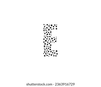 E letter logo design element with star shape