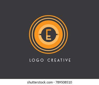 E Letter Logo Design Illustration With Circle