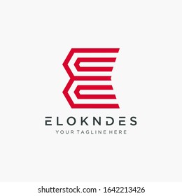 E letter logo design with line concept. Vector design template elements for your application or corporate identity. number 3 logo design. - vector 