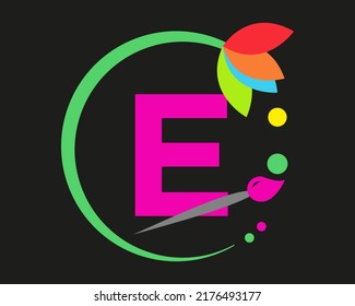 E-Letter Logo Design mehrfarbig mit Rundrahmen.