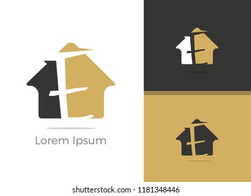 E letter logo design. Real Estate letter E in home vector icon.