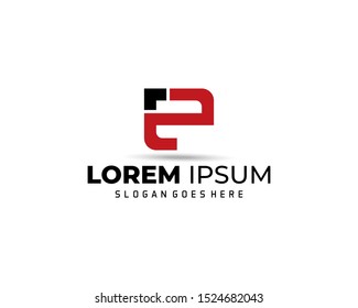 E Letter Logo Design Template with red and black Colors