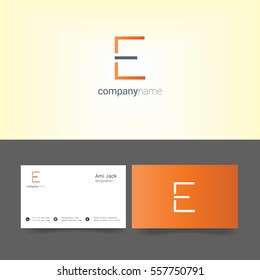 E Letter logo design vector element with Business card

