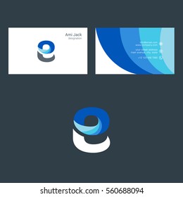 E Letter logo design vector element with business card