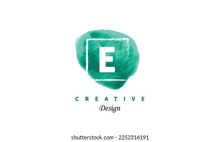 E letter logo design. Water color trendy modern vector design hand drawn on white background.