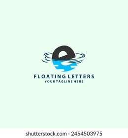 E Letter Logo Design with Water Effect and Deep Blue Gradient Vector Illustration