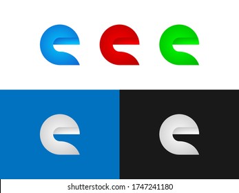 E letter logo design with white, red, green and blue gradient color variation for any kind of brand. Vector, icon, emblem or font. Mixture of dark and light color tone.
