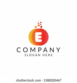 E letter Logo With Dots. E Icon Design with Bubbles. illustration of E letter logo.