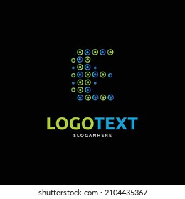 Logo de la letra E, logotipo de estilo punteado E, logotipo de color E