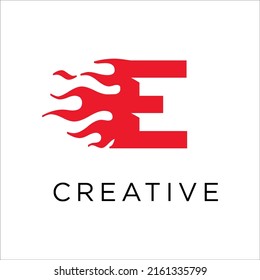 E letter logo, fire flames logo design.