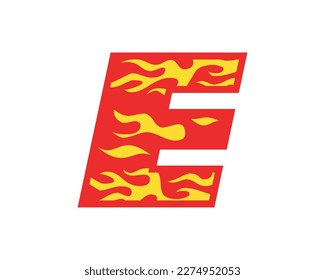 E letter logo fire flames design elements vector illustration 