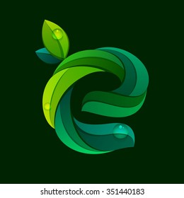 Logotipo de la letra E formado por hojas verdes. Estilo de fuente, Elementos de Plantilla de diseño de Vector para su aplicación o identidad corporativa.
