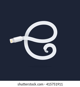 E letter logo formed by lightning cable. Vector design template elements for your application or corporate identity.