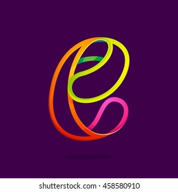 E letter logo formed by glowing neon line. Font style, vector design template elements for your application or corporate identity.