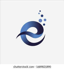 e letter logo formed wave water vector template