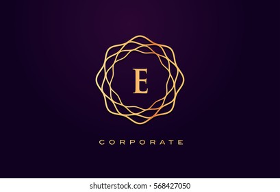 e Letter Logo. Gold Letter Design Vector with Golden Luxury Colors and Monogram Design.