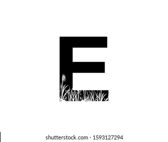 E Letter Logo With Grass or Reeds Inside.