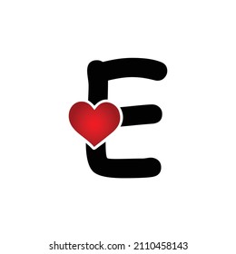 E letter logo with heart icon, Happy Valentines initial E logo, Valentines Day greeting card banner logo template