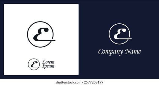 E Letter Logo and icon with circle, editable vector