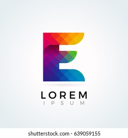 E Letter Logo Icon Colorful Abstract Mosaic Pattern Design template Element in uppercase