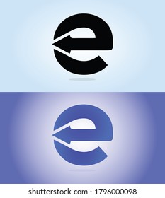 E Plantilla de diseño de icono del logotipo de la carta. Diseño del logotipo del vector carta de dos colores E.