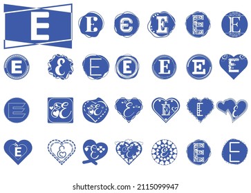 Logotipo de letra E y conjunto de diseño de iconos