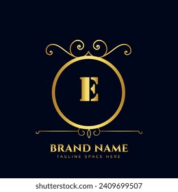 E letter logo, Letter E logo, E letter icon Design with black background. Luxury E letter