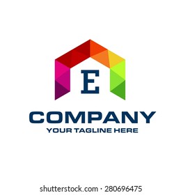 E Letter Logo Icon Mosaic Pattern Design template Element - Creative Shape Polygonal logo design - Vector illustration