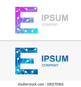 E letter logo icon template.Atom connectivity,Technology,Molecule,network,digital,Company logo Vector Illustration
