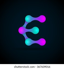 E letter logo icon template.Technology,network,digital,Vector Illustration