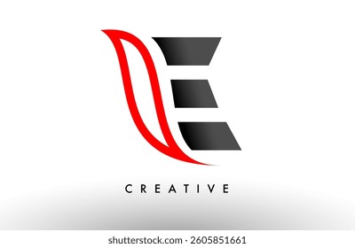 E letter logo Icon Vector Design. Modern Swoosh Red and Gray Alphabet letter concept vector illustration