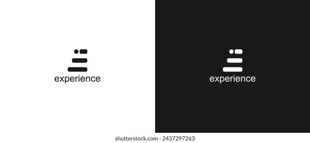 E letter logo initials black and white abstract
