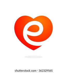 E letter logo inside heart for st. Valentine's day design. Vector design template elements for your application or corporate identity.