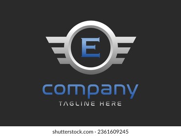 E letter logo inside a winged silver ring.