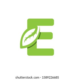 E Letter logo leaf concept template design