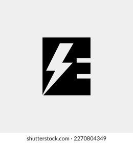 E-Letter-Logo mit glänzendem, glänzendem, glänzendem Vektor-Design. Vektorgrafik des E-Logos mit E-Bolzen.