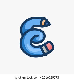 E letter logo made of a pencil. Vector typeface for Back to school events, art identity, education posters, etc.
