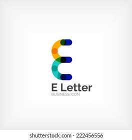 E letter logo, minimal line design, business icon