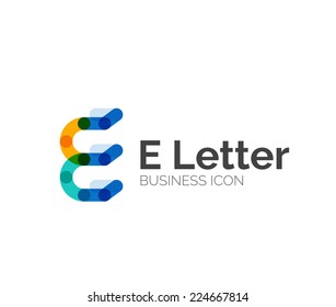 E letter logo, minimal line design, business icon