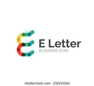 E letter logo, minimal line design, business icon