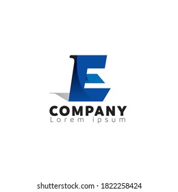 E letter logo, modern icon, iconic branding, blue