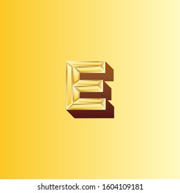 E letter logo with nice gold background.E letter icon.