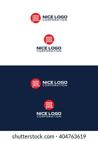 E Letter Logo, Red Color, F Circle Logotype