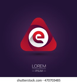 E letter logo red colored in the triangle shape, font icon, Vector design template elements for your application or company identity.