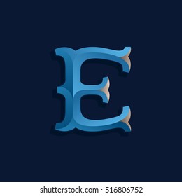 E letter logo in retro marine style. Vintage decorative typeset for labels, posters etc.