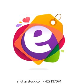 E letter logo with Sale tag. 