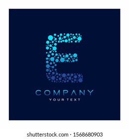 E Letter Logo Science Technology. Connected Dots Design Vector