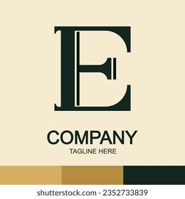 logotipo de la letra e con tema de serif