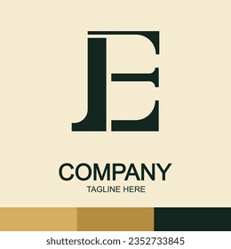 e letter logo with serif theme