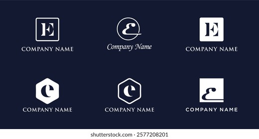 E Letter Logo Set Monogram style, bundle vector